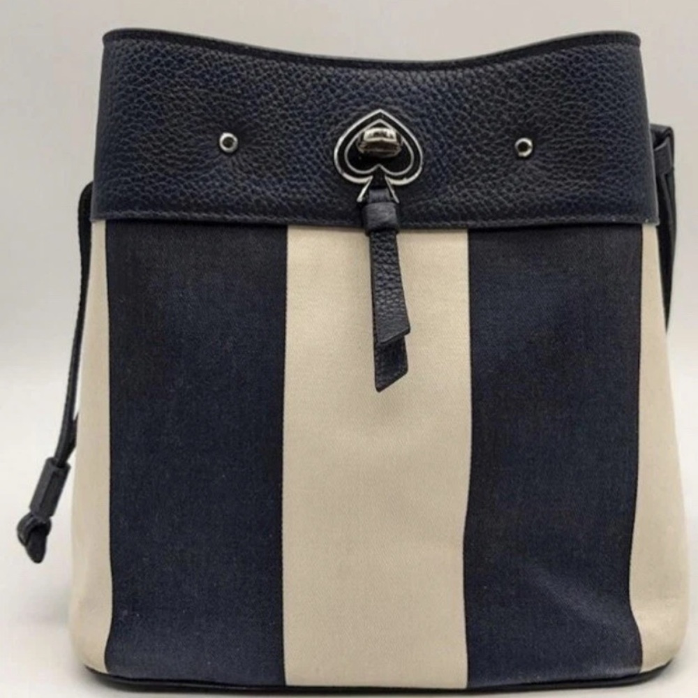 Kate Spade Stripe Jacquard Blue Bucket Handbag Purse  $325